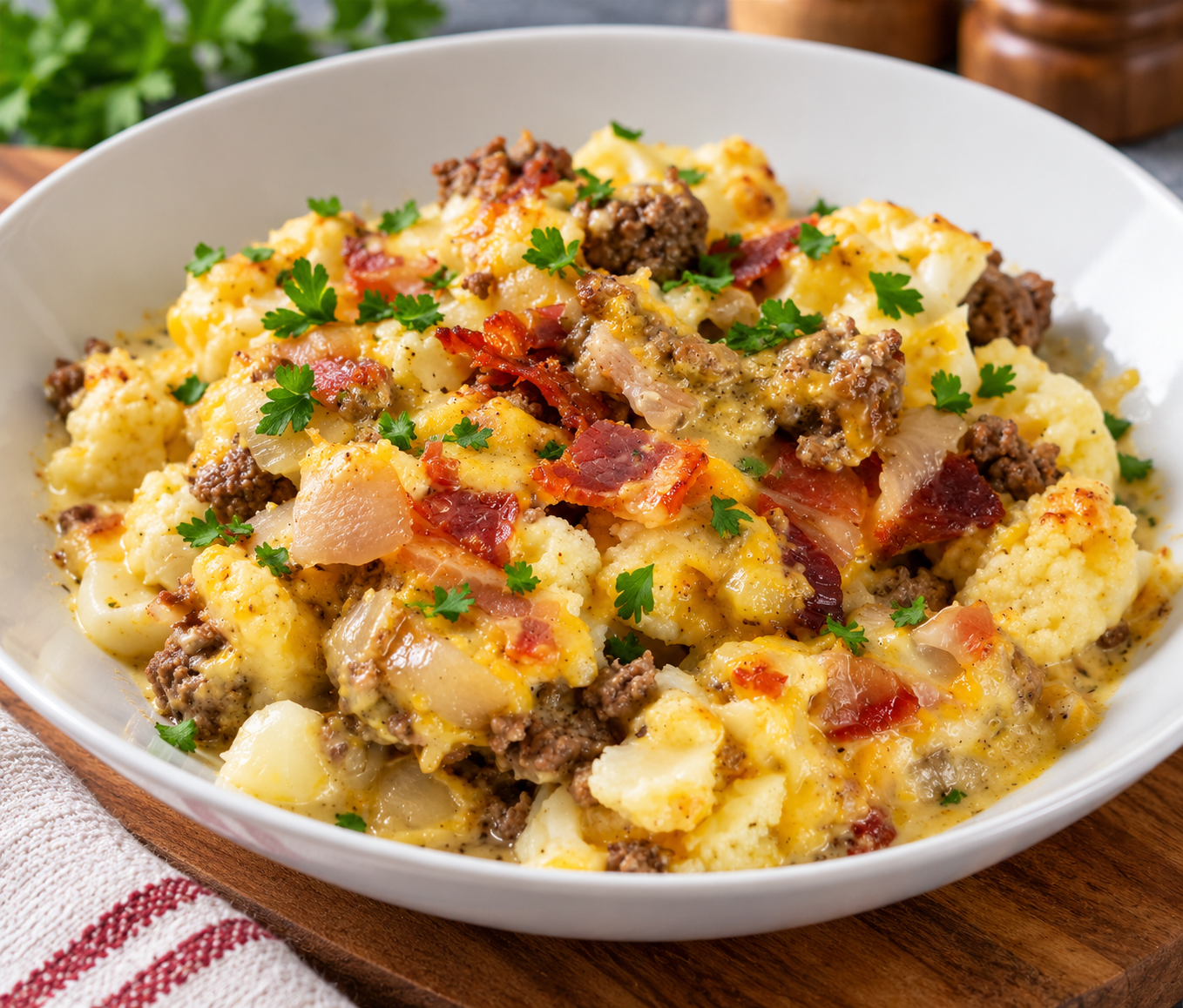 gratin de chou-fleur façon cheeseburger