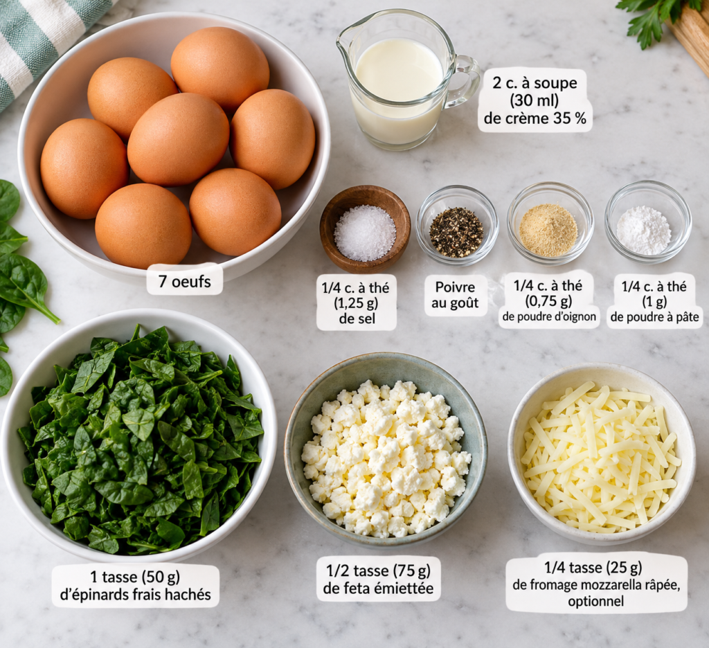 Muffins oeufs feta épinards