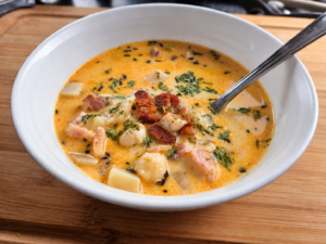 chaudrée de pétoncles bacon keto